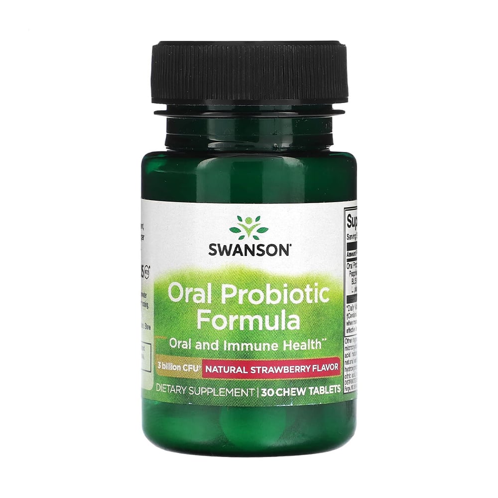 Уцінка! Пробіотична формула Swanson Oral Probiotic Formula 3 млрд КУО, з полуничним смаком, 30 жувальних таблеток